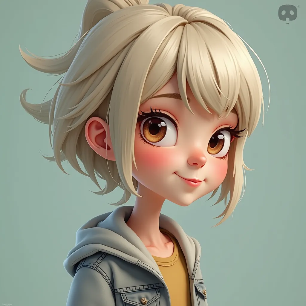 Utilizing the provided image of a female figure as reference, create an equivalent cartoon image of a boy. Pay close attention to features like hair, facial expressions, attire and body shape in order to accurately convert the attributes of the original female figure into a male counterpart while still maintaining a clear resemblance between the two images. Remember to retain the cartoon style in the resulting boy image for consistency.