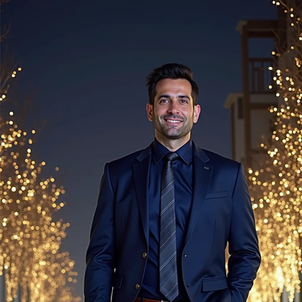 Using the provided image of a face, please generate an image of a professional businessman. Consider enhancing the overall suave by adding a suit and tie. Effectively integrate these elements whilst maintaining the realistic look of the image. The desired output should visually communicate the distinct persona of a corporate business individual, projecting seriousness, elegance, and sophistication which are usually associated with an experienced corporate professional. Please ensure the authenticity and quality of the image enhancement is top-notch to capture the essence of a professional businessman.