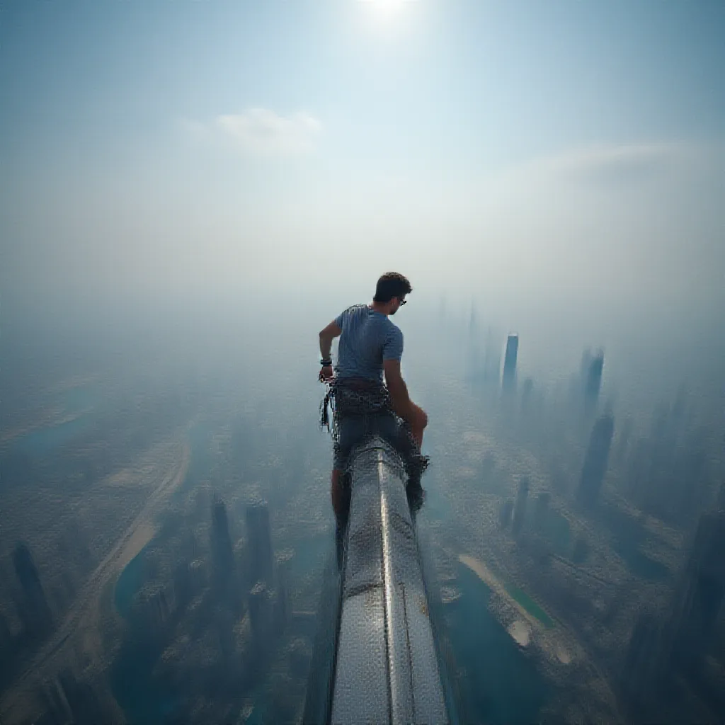 a man climbing burj khalifa