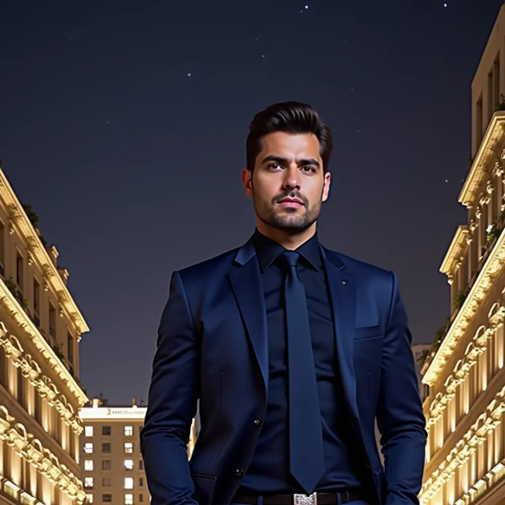 Using the provided image of a face, please generate an image of a professional businessman. Consider enhancing the overall suave by adding a suit and tie. Effectively integrate these elements whilst maintaining the realistic look of the image. The desired output should visually communicate the distinct persona of a corporate business individual, projecting seriousness, elegance, and sophistication which are usually associated with an experienced corporate professional. Please ensure the authenticity and quality of the image enhancement is top-notch to capture the essence of a professional businessman.