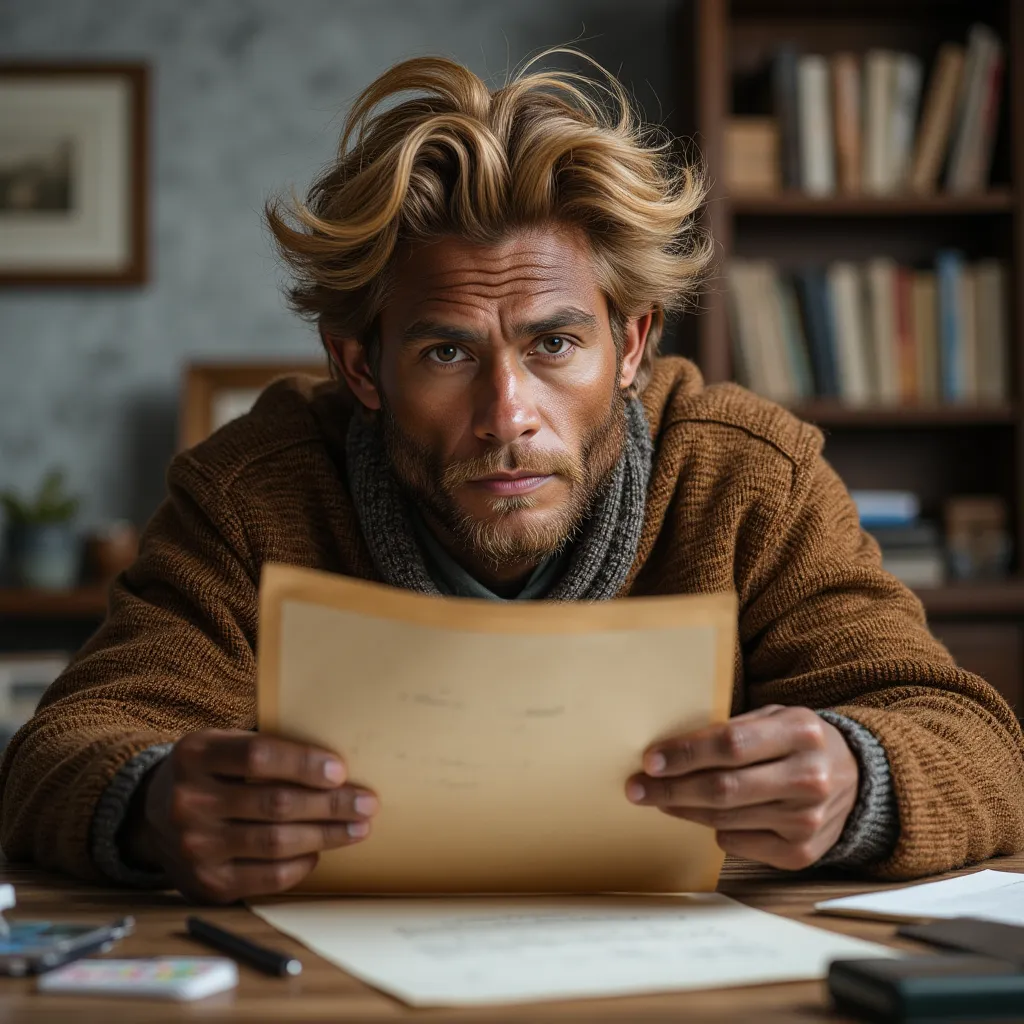 wukong, working in the office, holding a paper that writeen with 'damn,they don't need to work