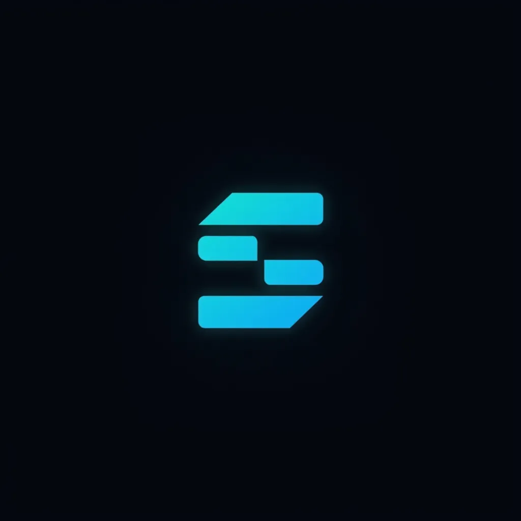 Design a modern, abstract logo for a company called Stak Growth. The logo should visually represent the concept of “stacking”—blocks, tiles, or layers being built upward or forward. It should:

Be abstract, not literal (don’t use charts, arrows, or dollar signs)

Use simple geometric forms (squares, rectangles, or soft blocks) arranged to imply stacking or layered progress

Fit a dark background (black or very dark gray)

Use a blue-to-teal gradient to match the website's glow/branding

Be clean and scalable—no unnecessary detail

Feel futuristic, structured, and intelligent

Match a modern tech brand that works with AI, automation, and content

Optional: Include a minimal "S" shape formed by the negative space between stacked elements, but do not make the “S” too obvious or cartoonish. wablogo, logo, Minimalist