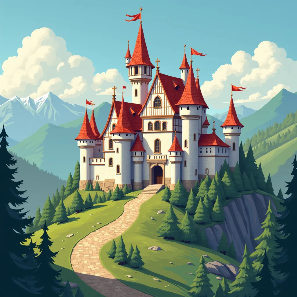 a beautiful castle frstingln illustration