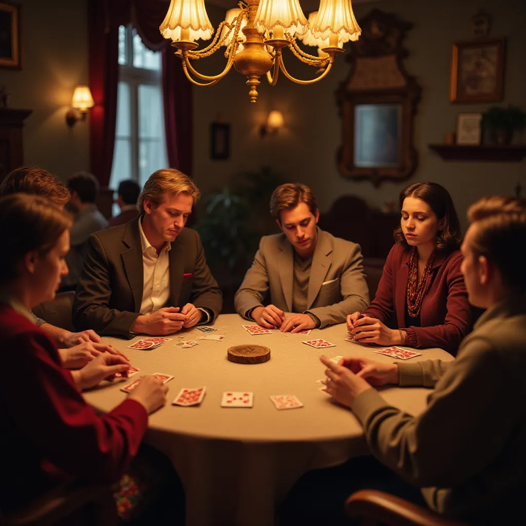 a group of people playing cards