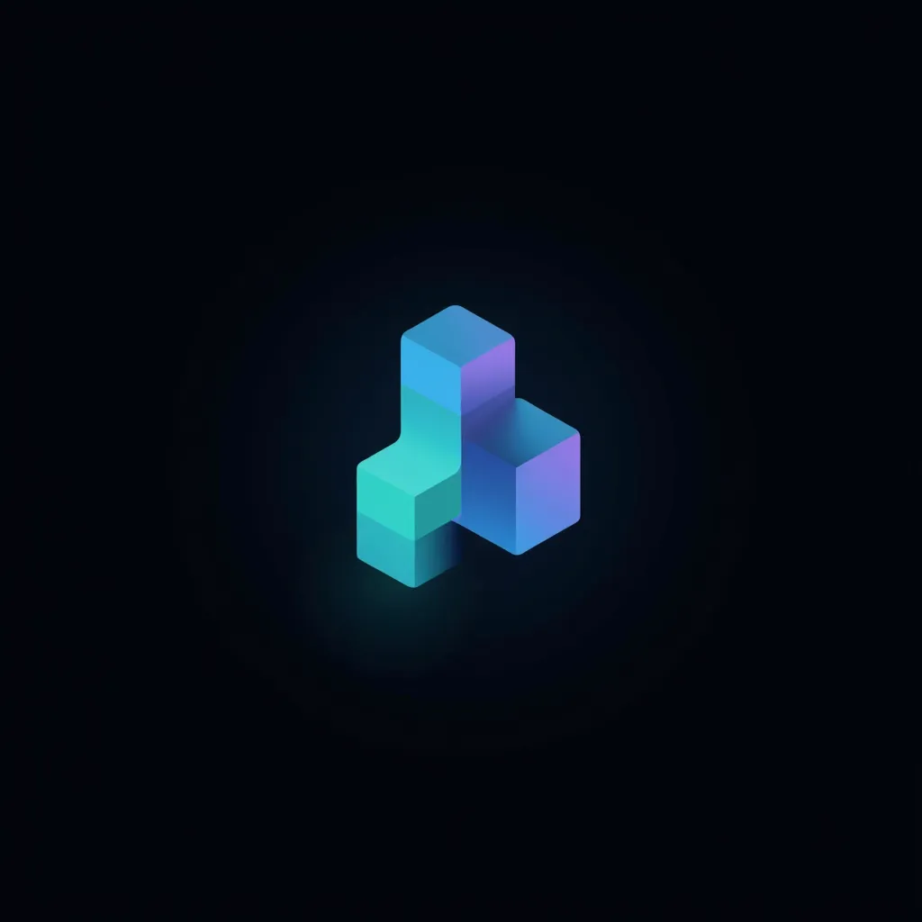 Design a modern, abstract logo for a company called Stak Growth. The logo should visually represent the concept of “stacking”—blocks, tiles, or layers being built upward or forward. It should:

Be abstract, not literal (don’t use charts, arrows, or dollar signs)

Use simple geometric forms (squares, rectangles, or soft blocks) arranged to imply stacking or layered progress - all going in the same direction.

Fit a dark background (black or very dark gray)

Use a blue-to-teal gradient to match the website's glow/branding

Be clean and scalable—no unnecessary detail

Feel futuristic, structured, and intelligent

Match a modern tech brand that works with AI, automation, and content wablogo, logo, Minimalist