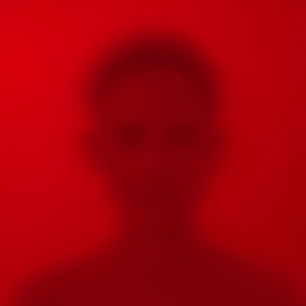 turn the image in red color and real human instaed of fake