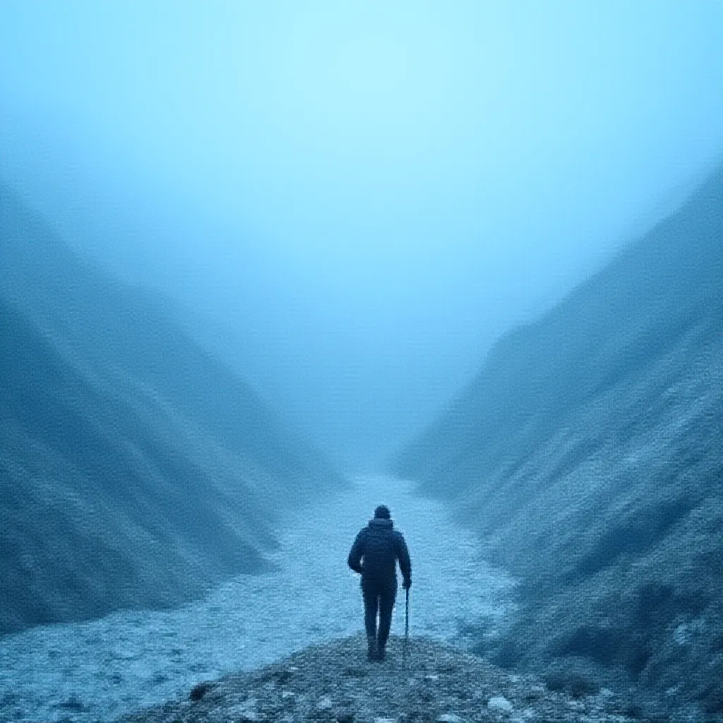 A lone adventurer, determined and focused, is scaling the challenging terrains surrounding Kedarnath Dham in the enchanted Himalayan ranges of Northern India. Engulfed by towering, snow-kissed peaks and vast expanses of untouched nature, he is on an intrepid journey to reach this revered Hindu temple, a site that is a vital part of the Chota Char Dham pilgrimage circuit. During his climb, he encounter a vivid spectrum of flora and fauna, which captivates him with its pure and untouched beauty. Despite the obstacles which include both perilous pathways and unpredictable weather, his steely resolve fuels his adventurous spirit, pushing him beyond his physical boundaries to the ultimate destination in his spiritual quest.