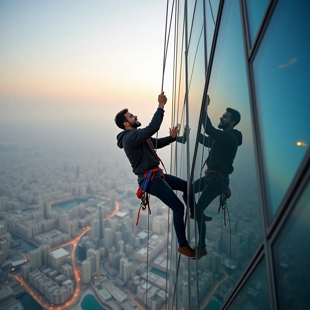 a man climbing burj khalifa