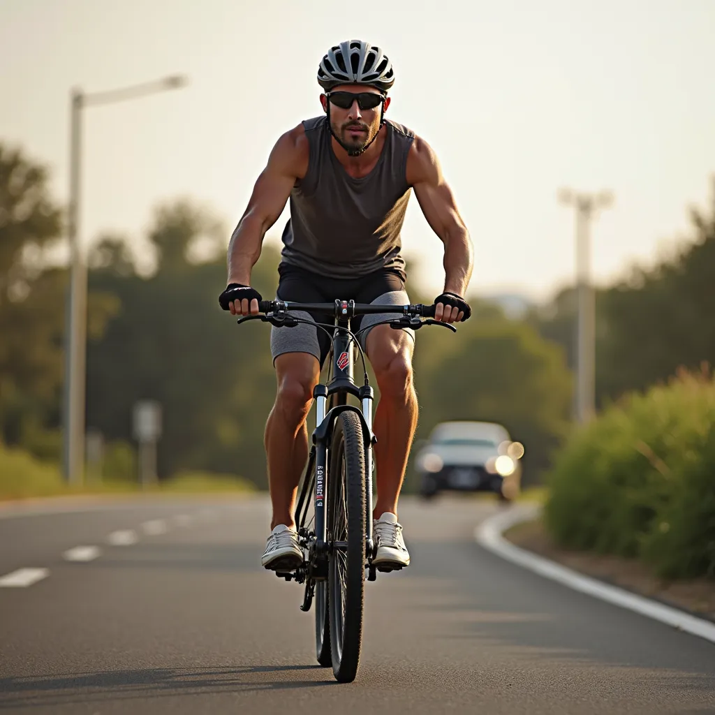 a man riding a bike