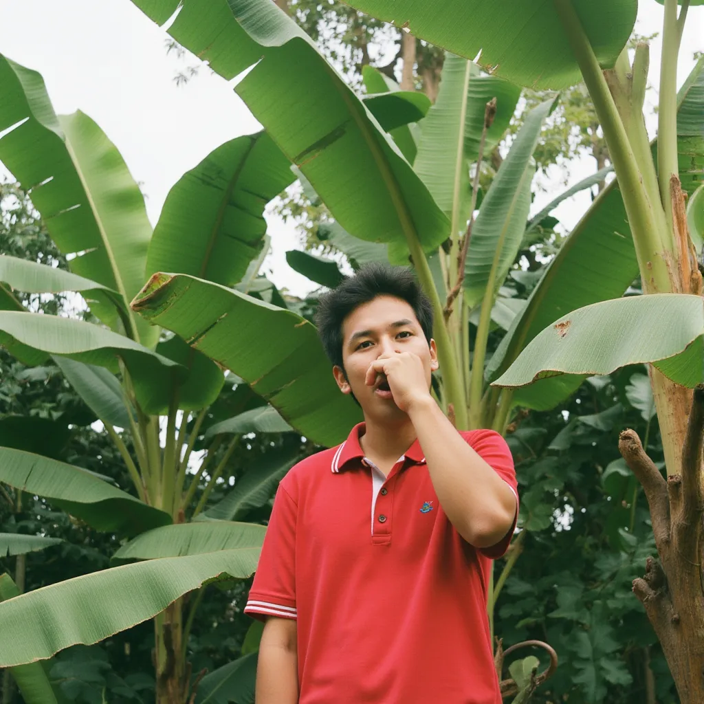 a man eating s banana tree in flmft style