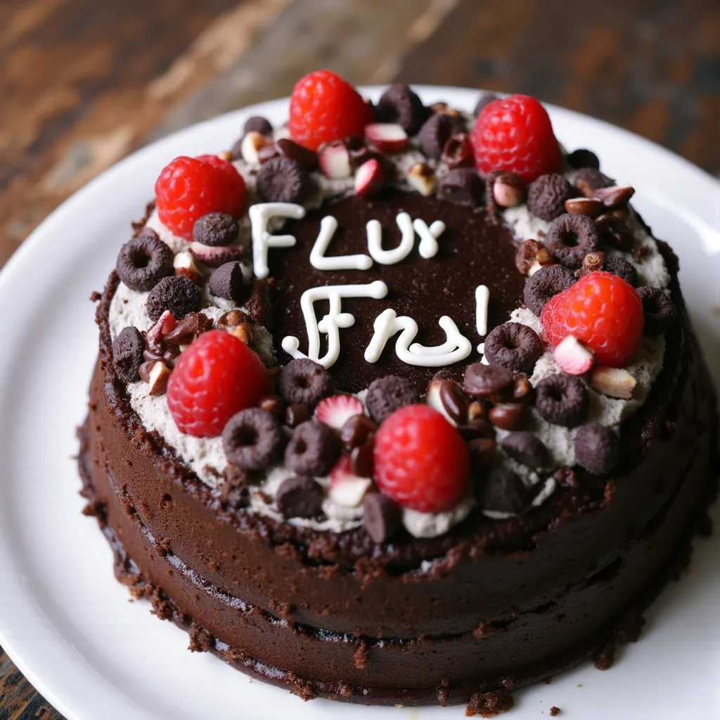 black forest gateau cake spelling out the words \"FLUX 1.1 Pro\", tasty, food photography