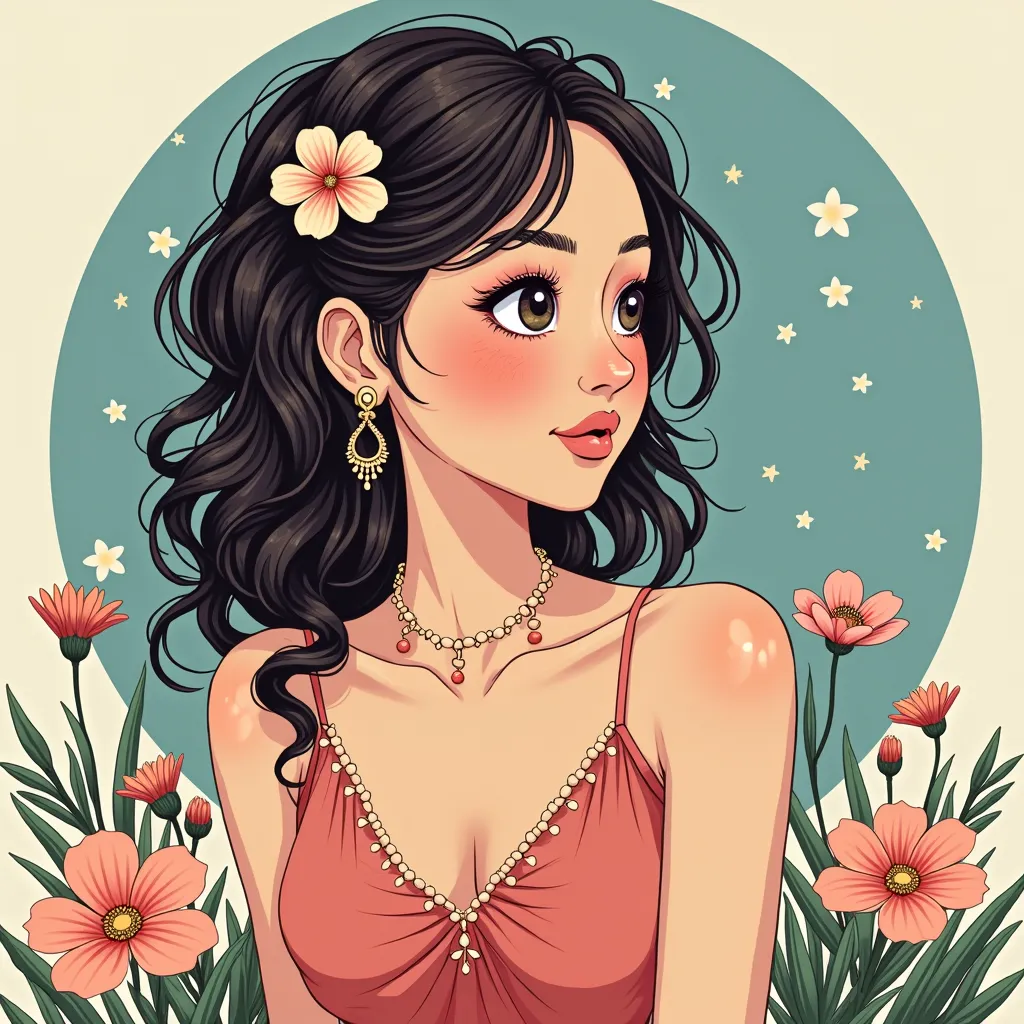 a beautiful girl frstingln illustration