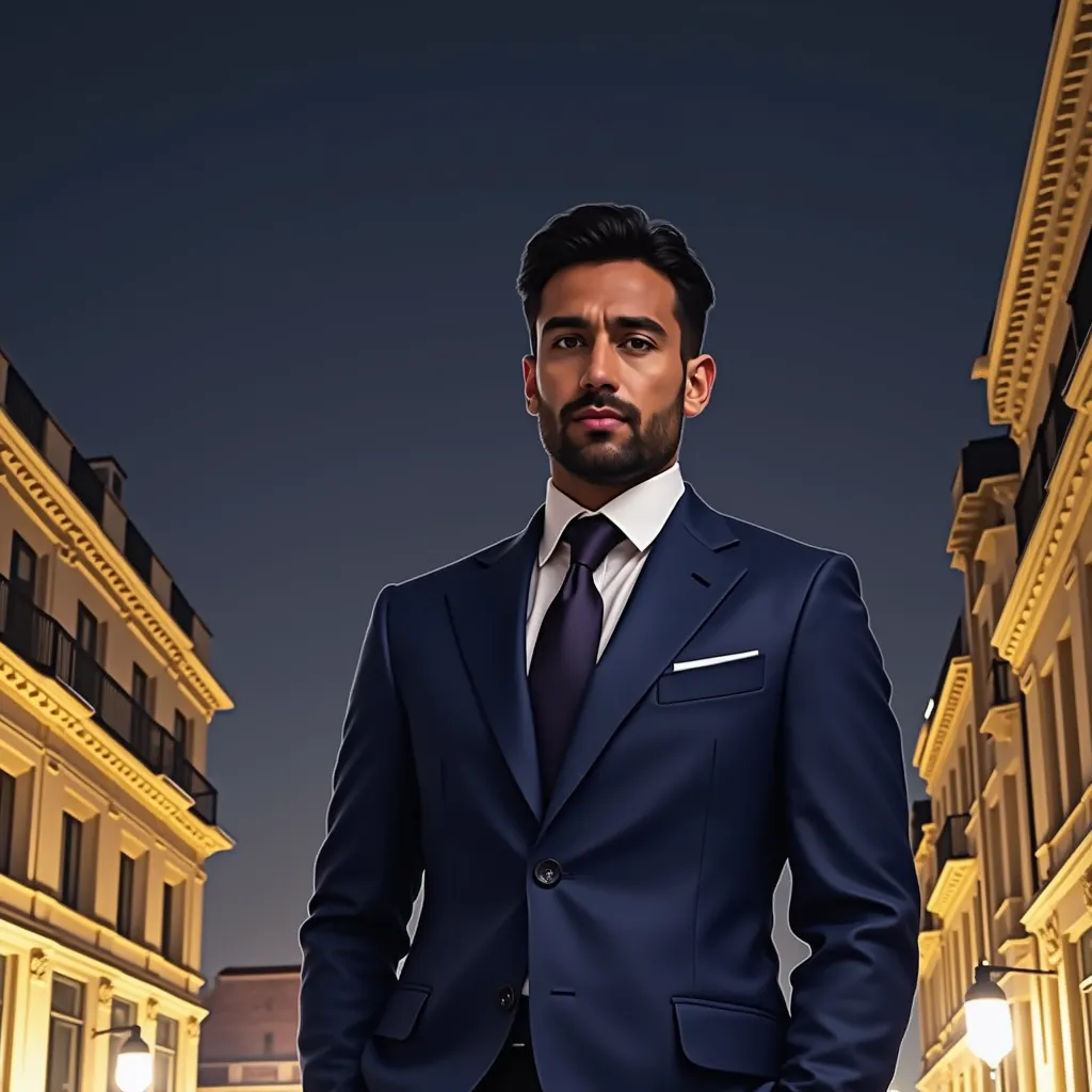 Using the provided image of a face, please generate an image of a professional businessman. Consider enhancing the overall suave by adding a suit and tie. Effectively integrate these elements whilst maintaining the realistic look of the image. The desired output should visually communicate the distinct persona of a corporate business individual, projecting seriousness, elegance, and sophistication which are usually associated with an experienced corporate professional. Please ensure the authenticity and quality of the image enhancement is top-notch to capture the essence of a professional businessman.