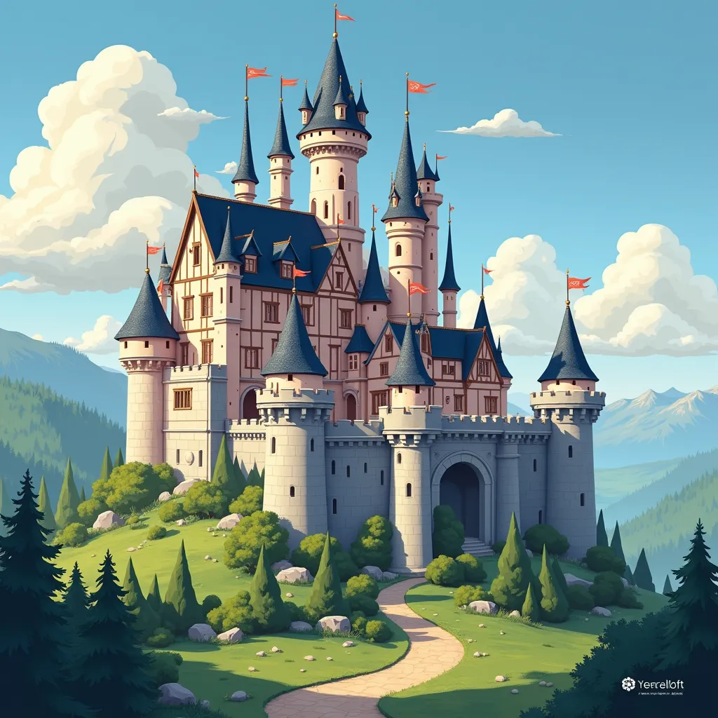 a beautiful castle frstingln illustration