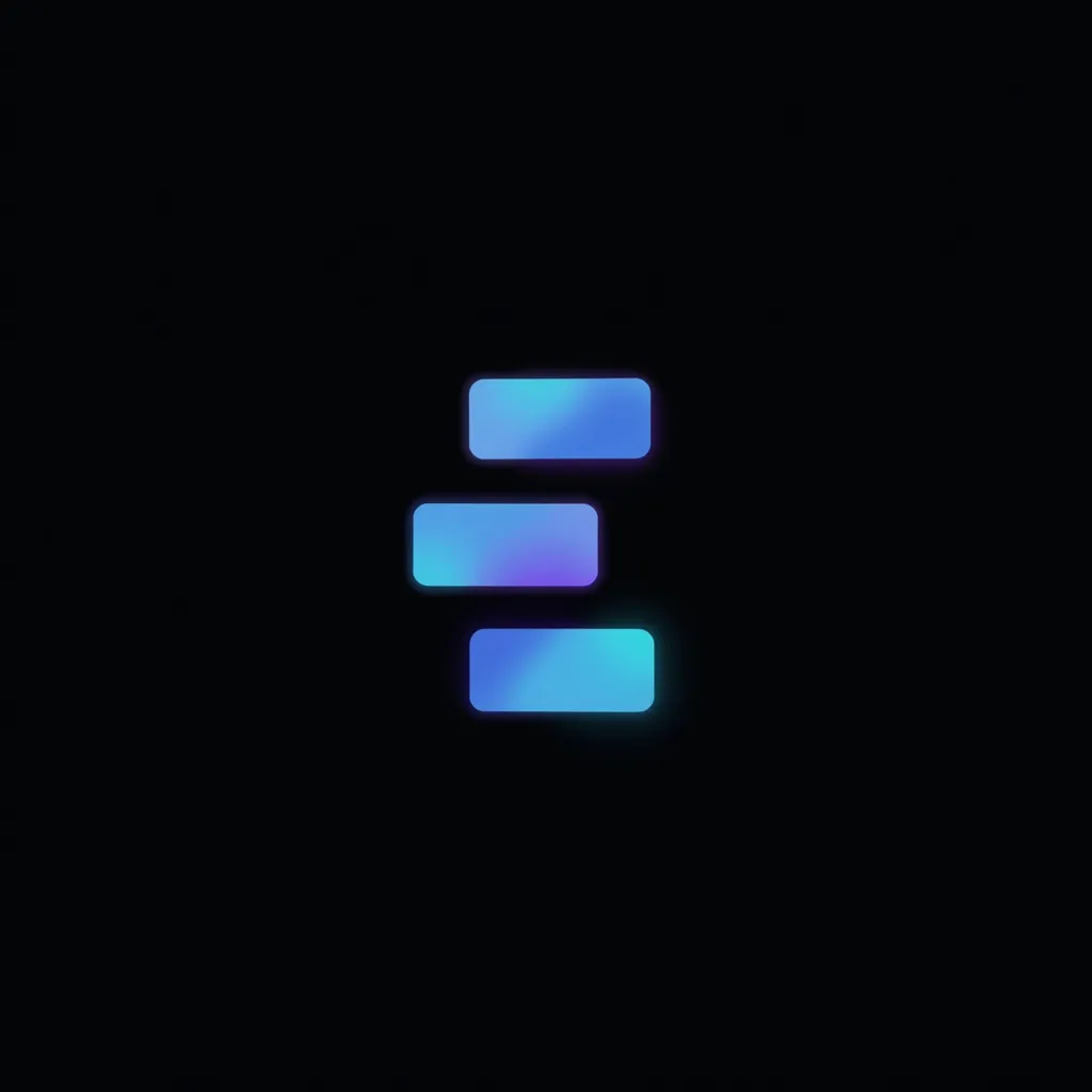 Design a modern, abstract logo for a company called Stak Growth. The logo should visually represent the concept of “stacking”—blocks, tiles, or layers being built upward or forward. It should:

Be abstract, not literal (don’t use charts, arrows, or dollar signs)

Use simple geometric forms (squares, rectangles, or soft blocks) arranged to imply stacking or layered progress

Fit a dark background (black or very dark gray)

Use a blue-to-teal gradient to match the website's glow/branding

Be clean and scalable—no unnecessary detail

Feel futuristic, structured, and intelligent

Match a modern tech brand that works with AI, automation, and content wablogo, logo, Minimalist