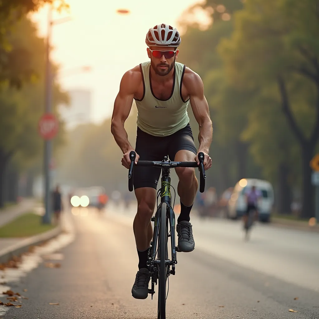 create man running a cycle