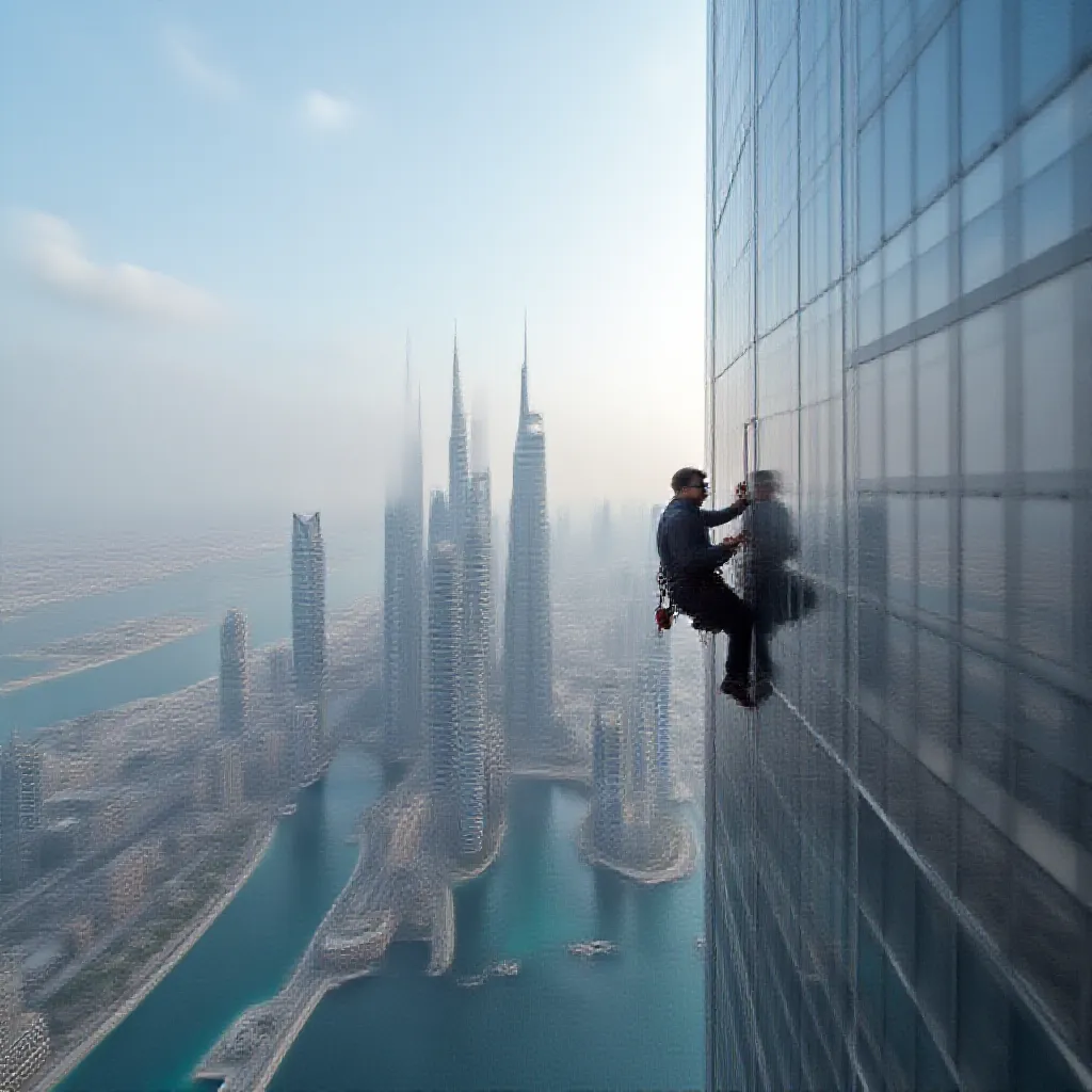 a man climbing burj khalifa