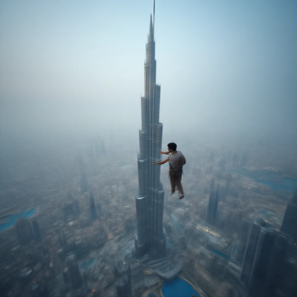 a man climbing burj khalifa