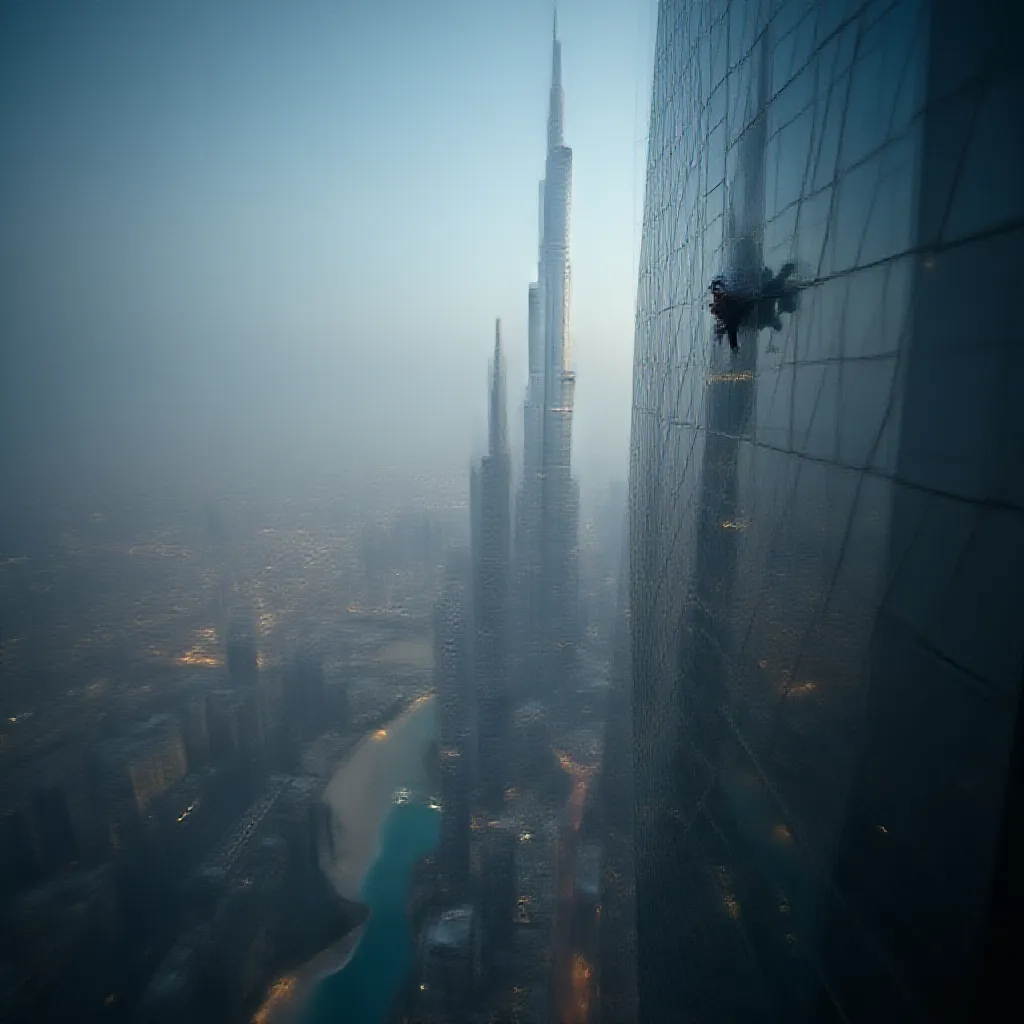 a man climbing burj khalifa