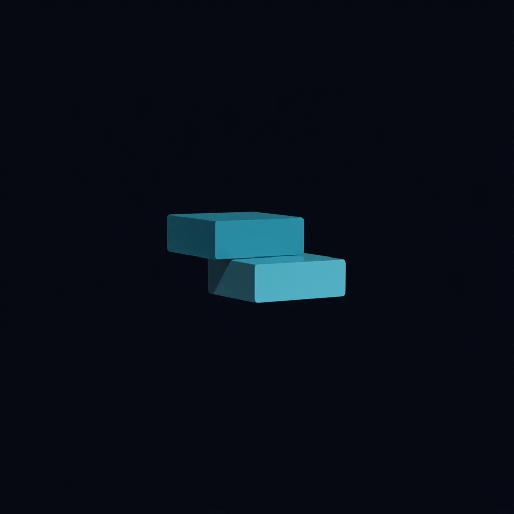 Design a modern, abstract logo for a company called Stak Growth. The logo should visually represent the concept of “stacking”—blocks, tiles, or layers being built upward or forward. It should:

Be abstract, not literal (don’t use charts, arrows, or dollar signs)

Use simple geometric forms (squares, rectangles, or soft blocks) arranged to imply stacking or layered progress

Fit a dark background (black or very dark gray)

Use a blue-to-teal gradient to match the website's glow/branding

Be clean and scalable—no unnecessary detail

Feel futuristic, structured, and intelligent

Match a modern tech brand that works with AI, automation, and content wablogo, logo, Minimalist