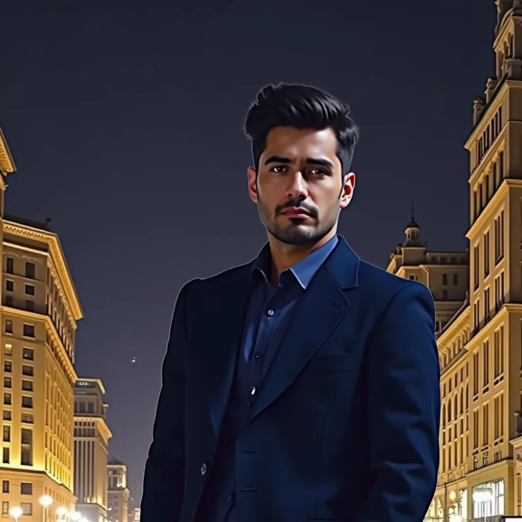 Using the provided image of a face, please generate an image of a professional businessman. Consider enhancing the overall suave by adding a suit and tie. Effectively integrate these elements whilst maintaining the realistic look of the image. The desired output should visually communicate the distinct persona of a corporate business individual, projecting seriousness, elegance, and sophistication which are usually associated with an experienced corporate professional. Please ensure the authenticity and quality of the image enhancement is top-notch to capture the essence of a professional businessman.but please use the face of image