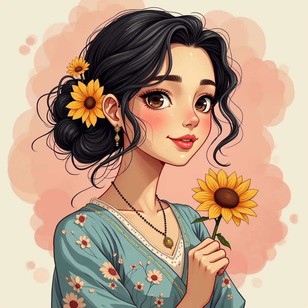 a beautiful girl frstingln illustration