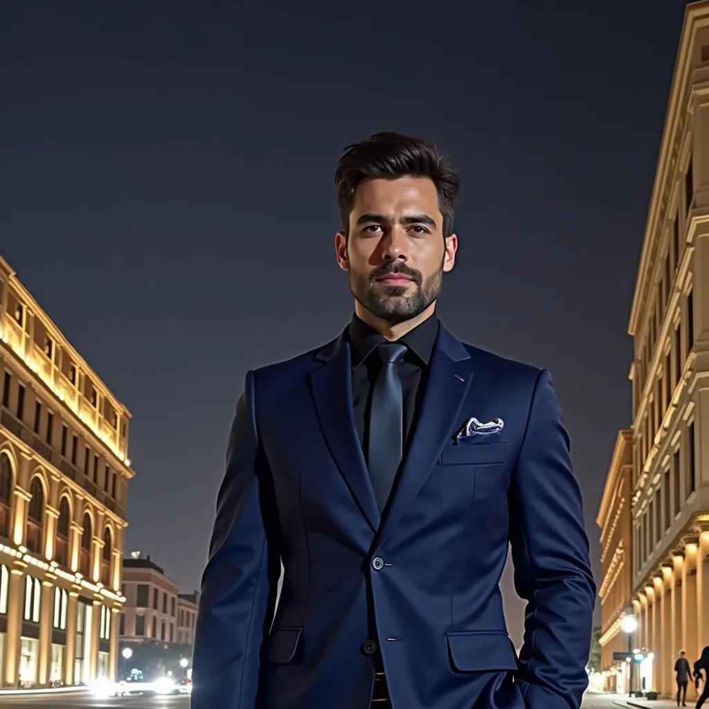Using the provided image of a face, please generate an image of a professional businessman. Consider enhancing the overall suave by adding a suit and tie. Effectively integrate these elements whilst maintaining the realistic look of the image. The desired output should visually communicate the distinct persona of a corporate business individual, projecting seriousness, elegance, and sophistication which are usually associated with an experienced corporate professional. Please ensure the authenticity and quality of the image enhancement is top-notch to capture the essence of a professional businessman.but please use the face of image