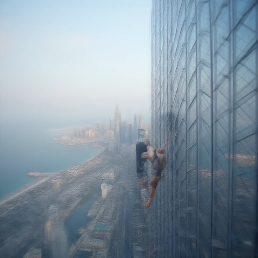 a man climbing burj khalifa