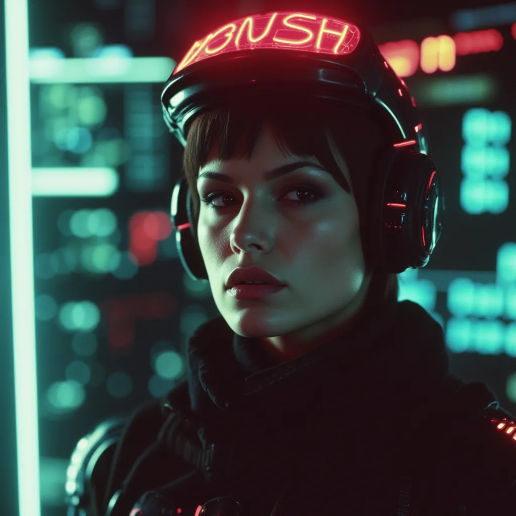 style of 80s cyberpunk, a portrait photo