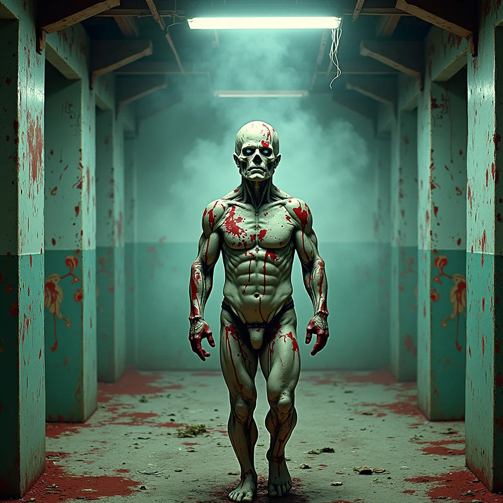 turn the image in red color and real human instaed of fake