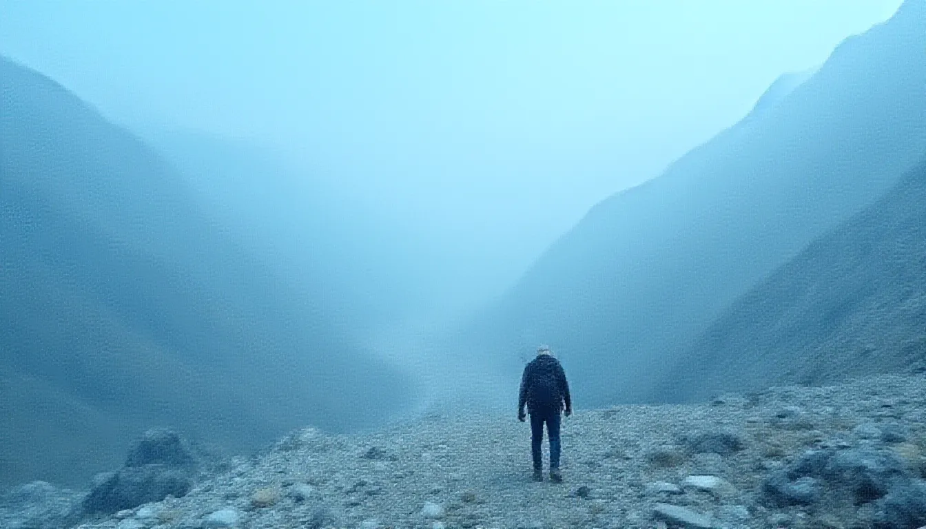 A lone adventurer, determined and focused, is scaling the challenging terrains surrounding Kedarnath Dham in the enchanted Himalayan ranges of Northern India. Engulfed by towering, snow-kissed peaks and vast expanses of untouched nature, he is on an intrepid journey to reach this revered Hindu temple, a site that is a vital part of the Chota Char Dham pilgrimage circuit. During his climb, he encounter a vivid spectrum of flora and fauna, which captivates him with its pure and untouched beauty. Despite the obstacles which include both perilous pathways and unpredictable weather, his steely resolve fuels his adventurous spirit, pushing him beyond his physical boundaries to the ultimate destination in his spiritual quest.
