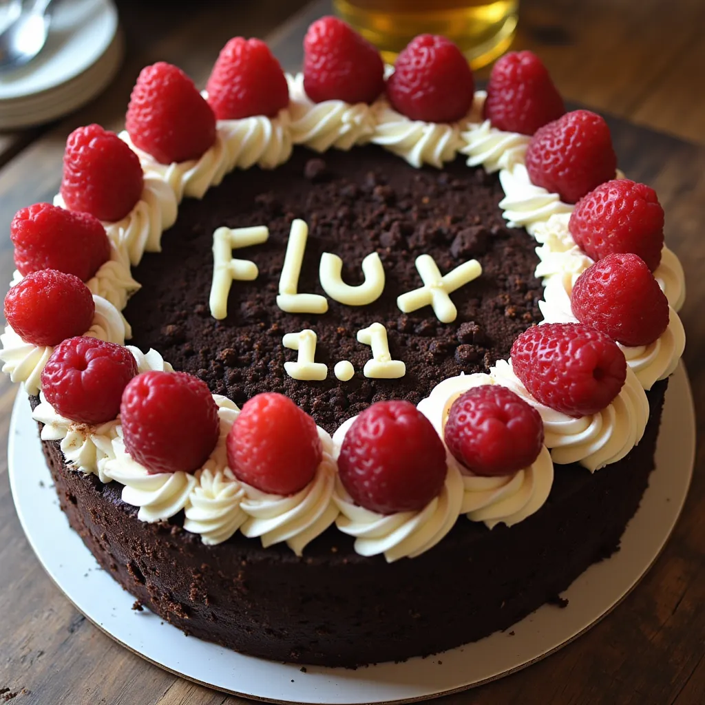 black forest gateau cake spelling out the words \"FLUX 1.1 Pro\", tasty, food photography