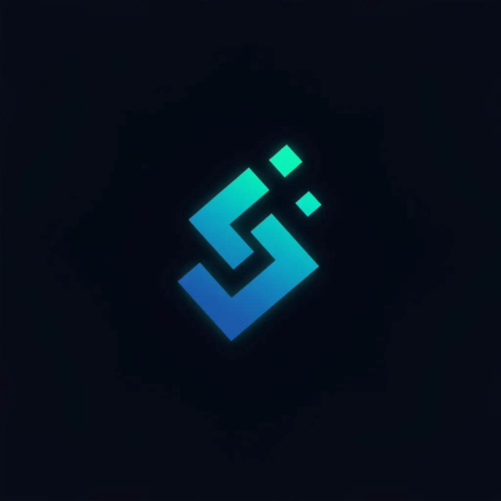Design a modern, abstract logo for a company called Stak Growth. The logo should visually represent the concept of “stacking”—blocks, tiles, or layers being built upward or forward. It should:

Be abstract, not literal (don’t use charts, arrows, or dollar signs)

Use simple geometric forms (squares, rectangles, or soft blocks) arranged to imply stacking or layered progress

Fit a dark background (black or very dark gray)

Use a blue-to-teal gradient to match the website's glow/branding

Be clean and scalable—no unnecessary detail

Feel futuristic, structured, and intelligent

Match a modern tech brand that works with AI, automation, and content

Optional: Include a minimal "S" shape formed by the negative space between stacked elements, but do not make the “S” too obvious or cartoonish. wablogo, logo, Minimalist