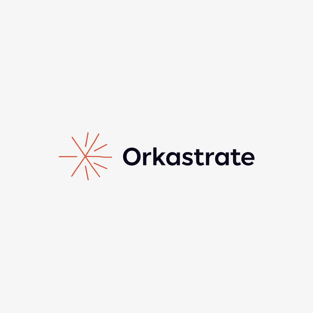 A logo for a company called "Orkastrate" featuring Converging Lines → One Unified Path
Concept: Multiple thin lines (representing tasks or inputs) merging into a single bold line or point.

Symbolism: Orkastrate as the system that unifies chaos into clarity.

Style: Abstract and geometric, ideal for animations or transitions. wablogo, logo, Minimalist