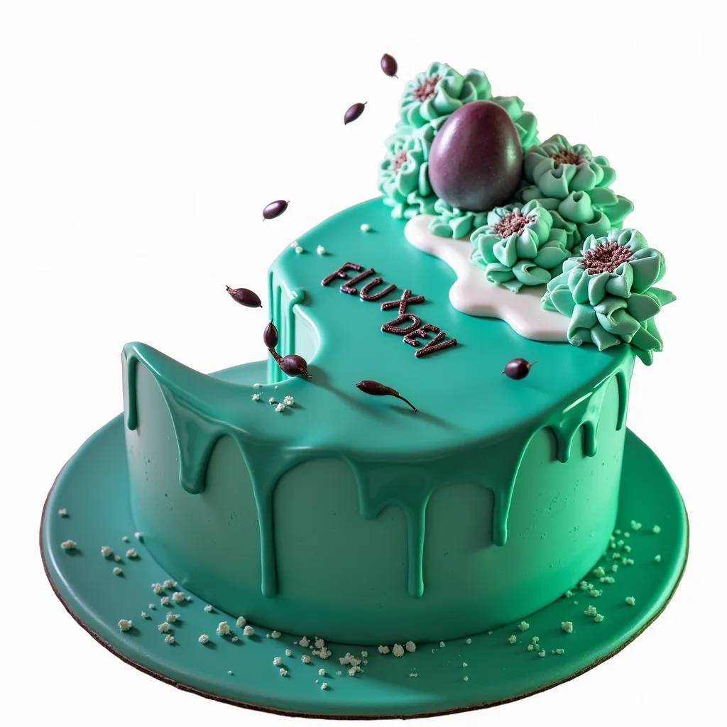 black forest gateau cake spelling out the words \"FLUX DEV\", tasty, food photography, dynamic shot
