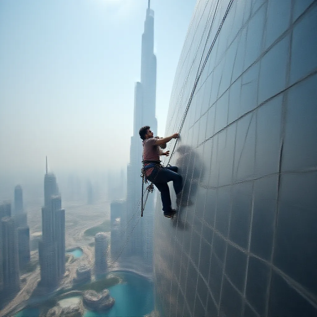 a man climbing burj khalifa